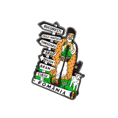 Romania, cioban cu oi, magnet decor, model mgs197